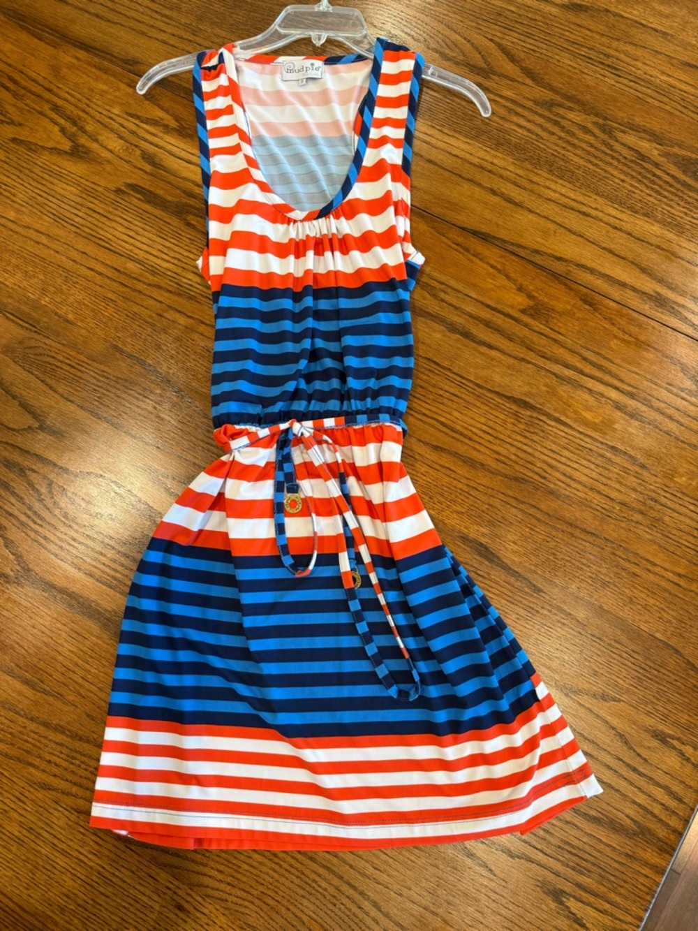 Mud Pie Striped Sleeveless Dress in Red, Navy & Light Blue